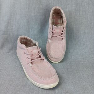 Roxy Minnow Mid Top Slip On Shoe Light Pink Womens size 9.5 Laced Sneaker